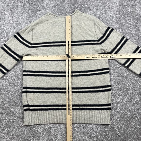 Gap Sweater Mens Medium Wool Blend Roll Neck Stripe Nautical Grandpa Ivory - Picture 11 of 15